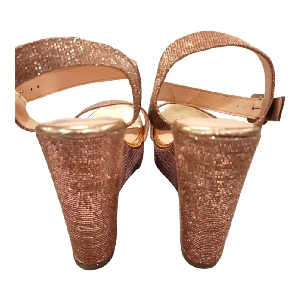 Olivia and Kate Glittery Rose Gold Platform Wedge